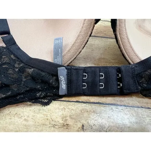 Aerie Harper Black Lace Push Up Bra Size 34C - Picture 4 of 6